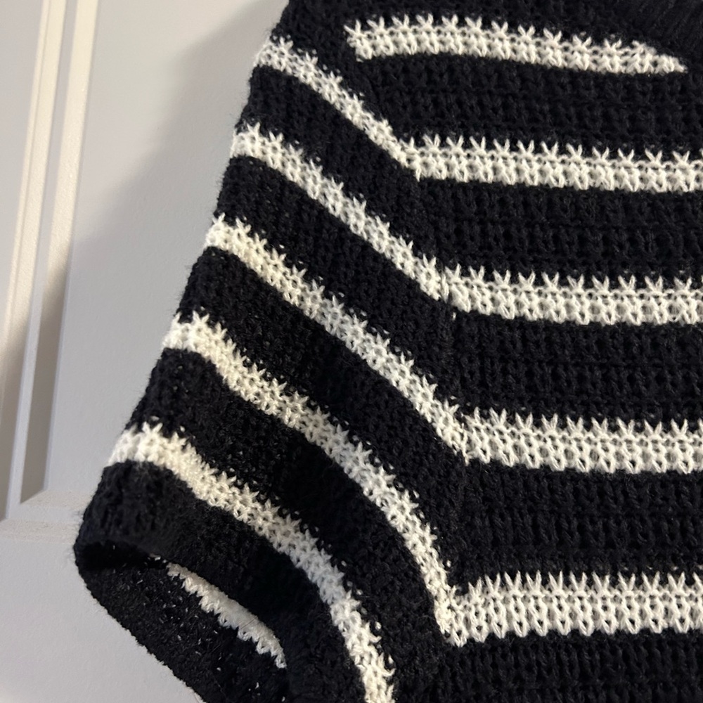 Divided Black and White Striped Mini Dress